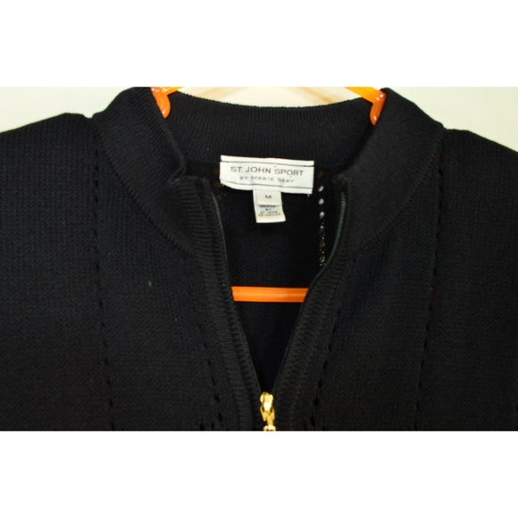 St John Sport Marie Gray jacket M black zipper fro - Picture 7 of 8
